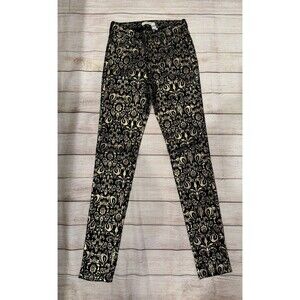 Vibrant Jeans Black & Gold Design Print Cotton Blend Juniors Size 11
